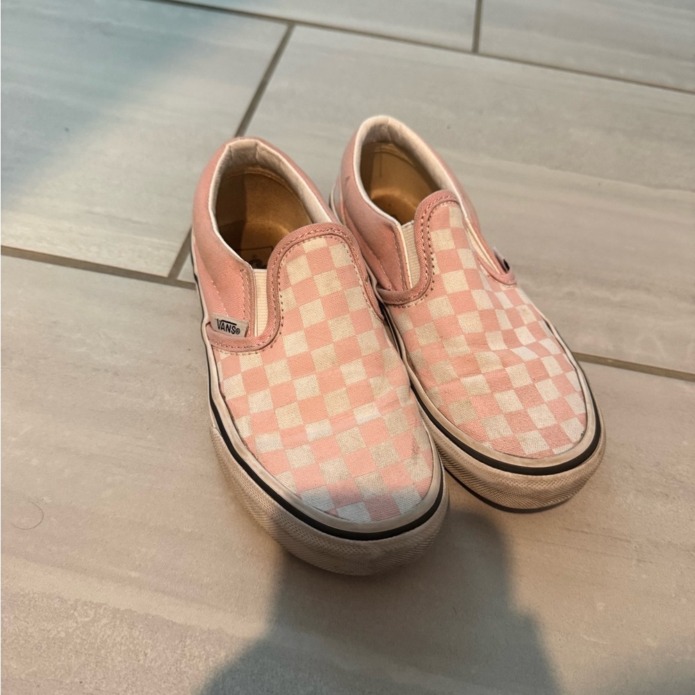 Vans Kids Pink and White Checkered Slip-On